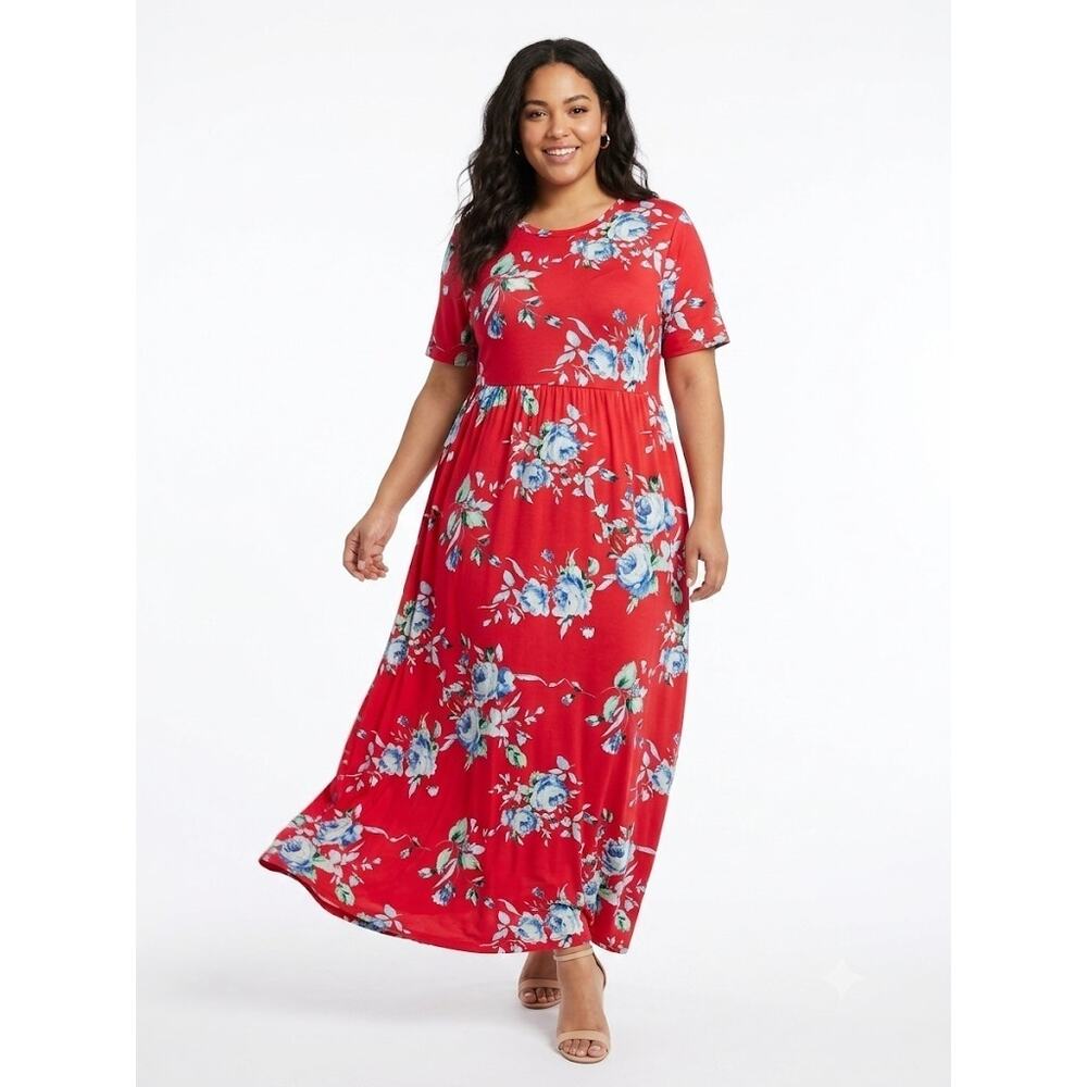 Beeson River Plus Size Floral Maxi Dress Lightweight Casual Summer XL